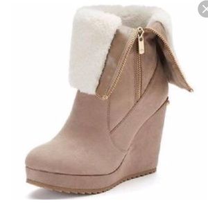 Juicy Couture Kasia faux fur wedge boots